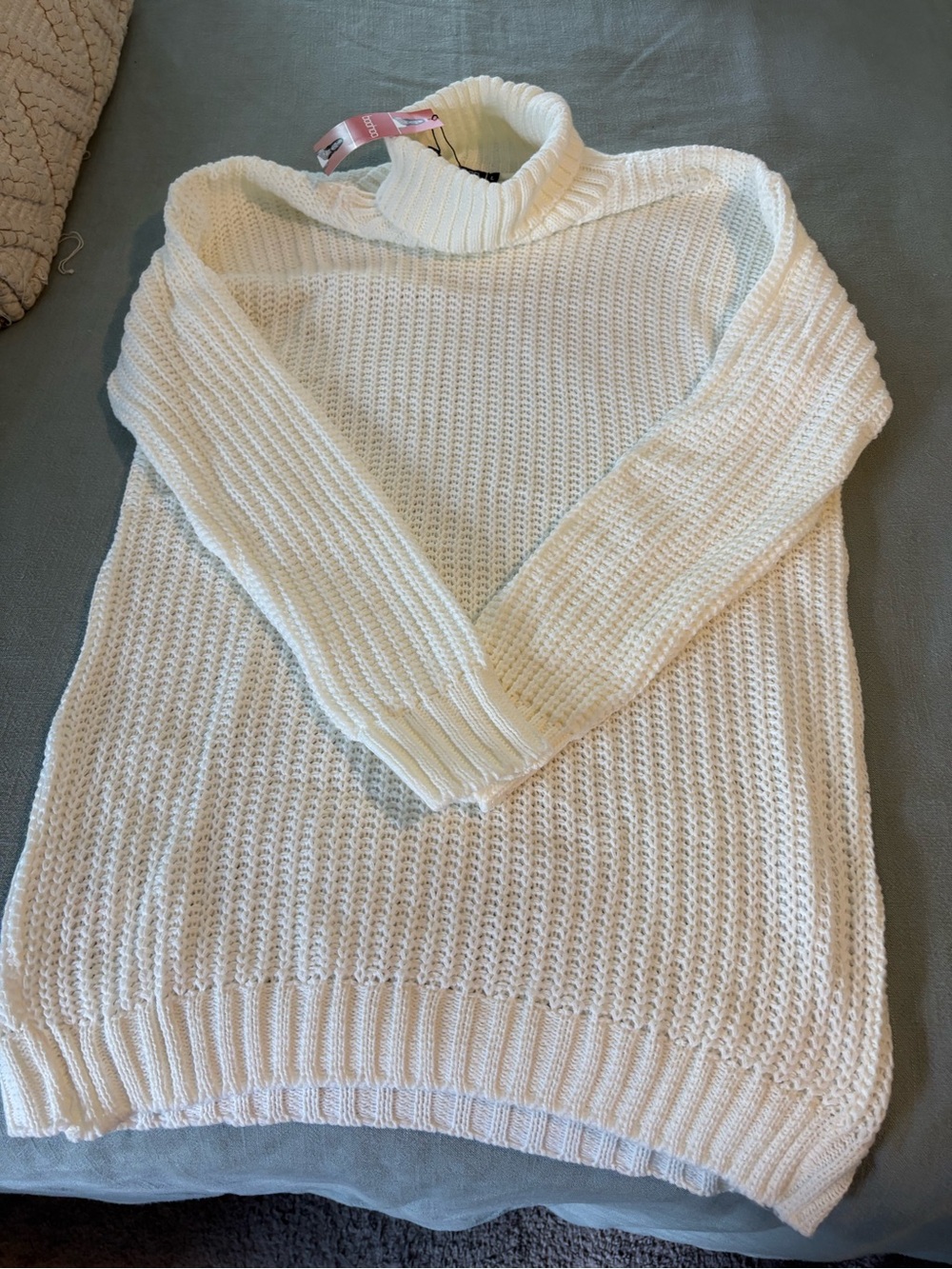 Classic Cream Turtleneck Knit Sweater dress - Women